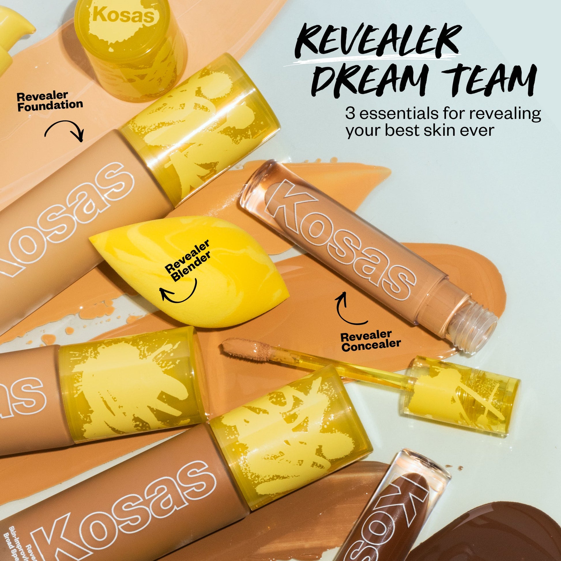 A dream team for revealing a natural finish with Revealer Skin-Improving Foundation SPF 25 from Kosas Cosmetics.